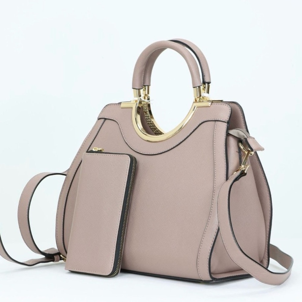 Mauve Purse and Wallet 2 in 1 Set Tote Cross Body Shoulder Hand Bag